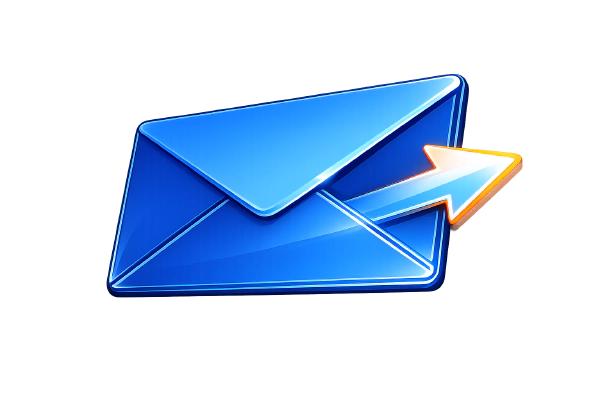 Image of a 3d glowing envelope with an arrow swhoshing out to the right.