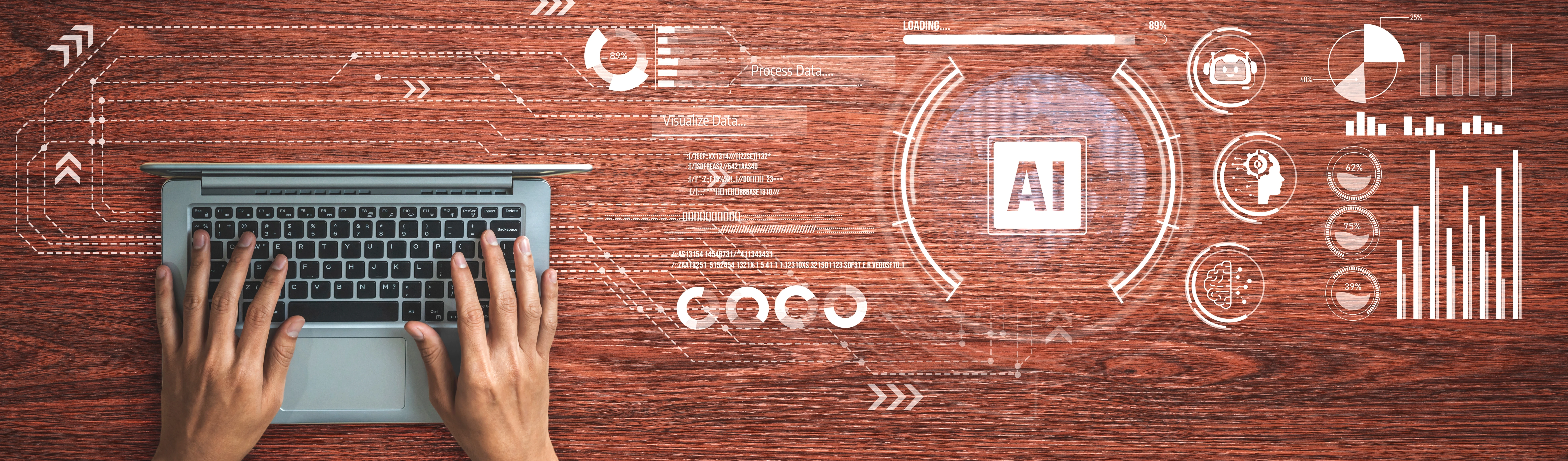 Illustration showing data flows transforming into real business results