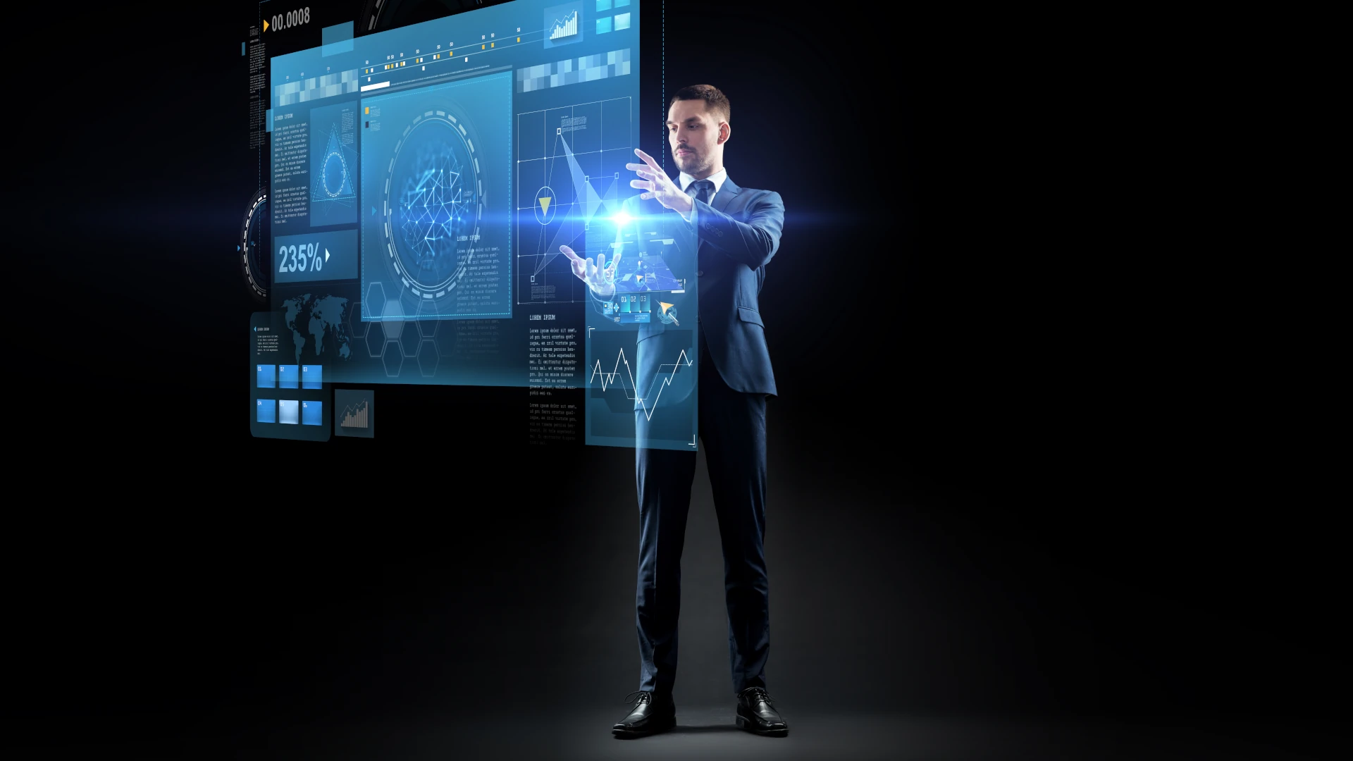 Leaders collaborating over AI-powered dashboards and analytics